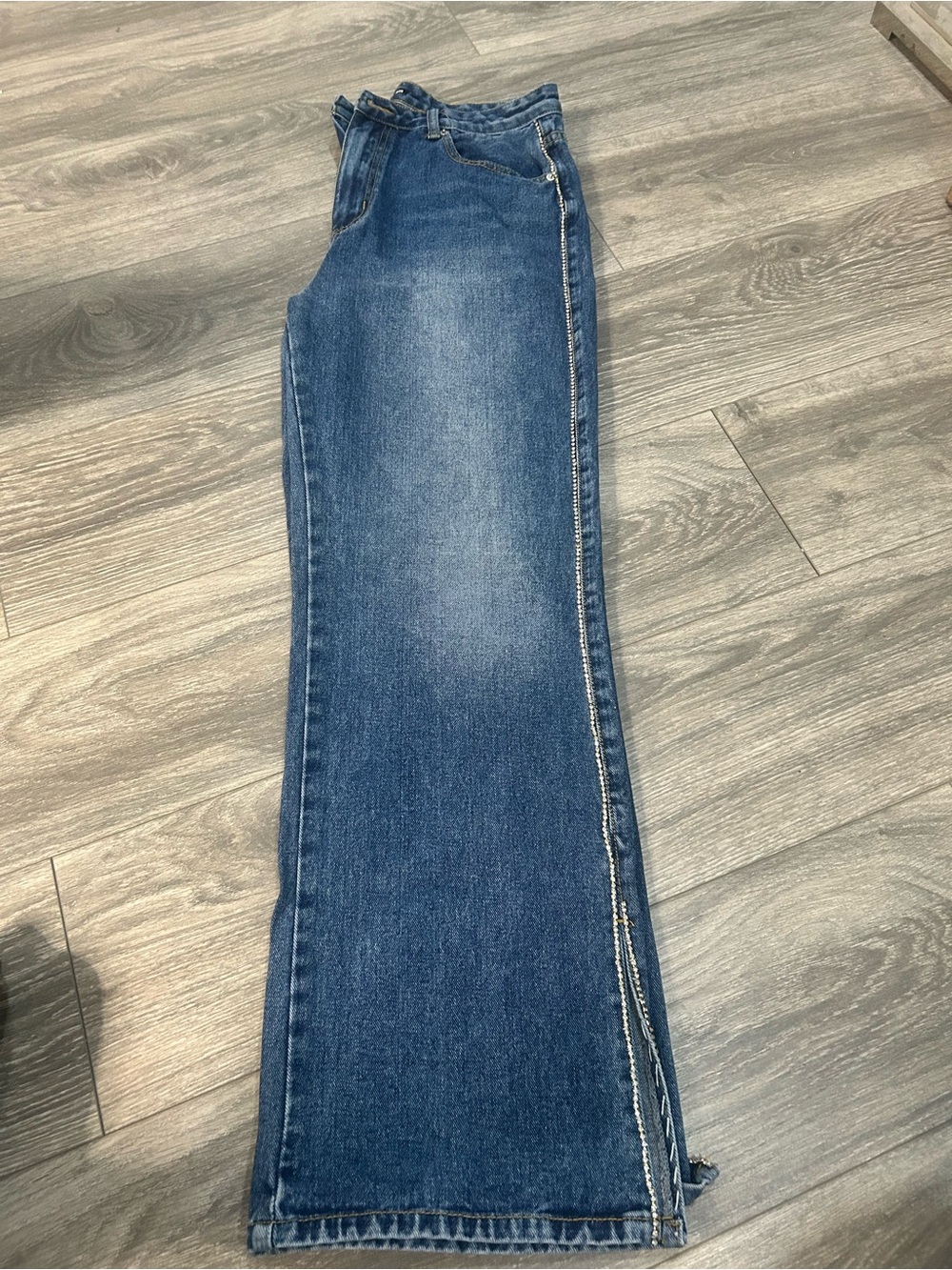 Fashion Nova Medium Blue Denim Jeans with studded  Stitching